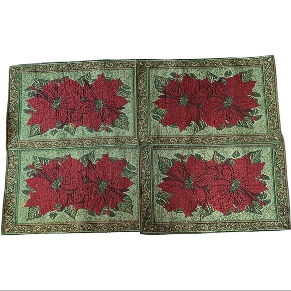 Set of 4 Christmas Poinsettias 20x12 Placemats - Picture 1 of 4